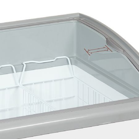 Congélateur coffre avec panneaux vitrés bombés coulissants plage de température -24/-14°C