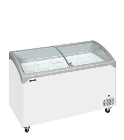 Congélateur coffre avec panneaux vitrés bombés coulissants plage de température -24/-14°C