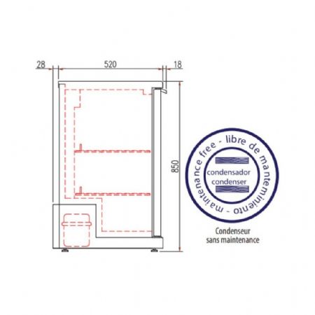 Arrière Bar 1 porte pleine battante 150 L positif - Coreco - NRH-150-LI