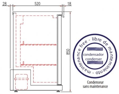 Arrière-bar positif noir avec 2 portes pleines battantes - 925x520x850 mm