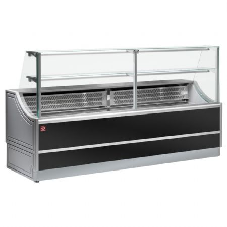 Comptoir neutre à vitre droite 90° sans réserve noir 1000 mm 1000x810x1350 mm - Diamond - OL104/B2-NN