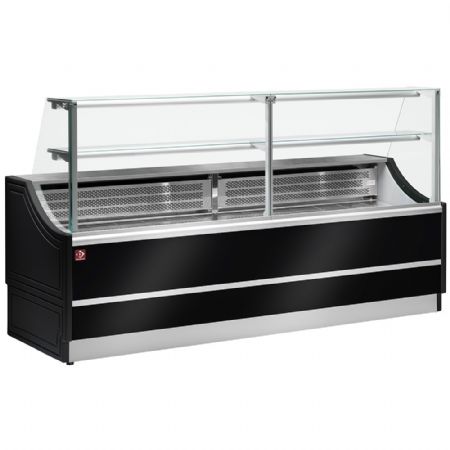 Comptoir neutre à vitre droite 90° sans réserve noir 1000 mm 1000x810x1350 mm - Diamond - OL104/B5-NN