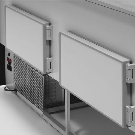 Comptoir vitrine rfrigre  vitre droite  angle droit avec rserve - 1500 x 810 x 1350 mm - faade noire