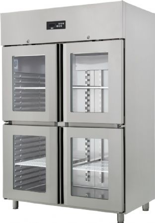 Armoire rfrigre positive 2 demis portes vitres -2 / +8C - 1410L