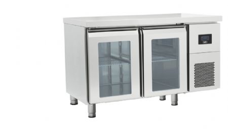 Table rfrigre professionnelle positive inox 2 portes vitres 301 L