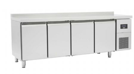 Table rfrigre professionnelle ngative inox avec dosseret 4 portes pleines 625 L