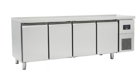 Table rfrigre professionnelle ngative inox 4 portes pleines 625 L