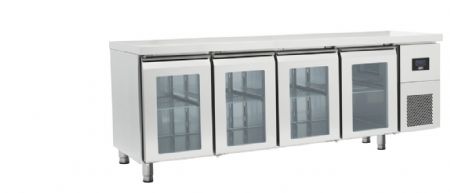 Table rfrigre professionnelle positive inox 4 portes vitres 625 L