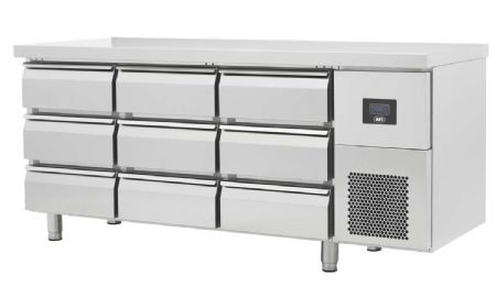 Table rfrigre professionnelle ngative inox 9 tiroirs 457 L