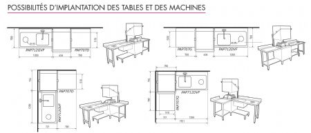 Table d'Entrée lisse pour lave vaisselle à capot panier 500 x 500 et panier 600 x 500 - Colged - PAP707D
