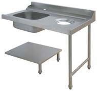 Table d'Entrée avec bac pour lave vaisselle à capot panier 500 x 500 ou 600 x 500 - Colged - PAP712DVF