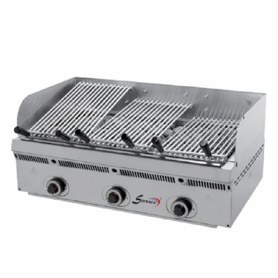 Grill pierre de lave gaz spcial steak inclinable 3 zones de chauffe - 1 grille 820x475