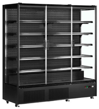 Vitrine murale de supermarché réfrigérée 3 portes vitrées positive Noire - Tefcold - PC1870B