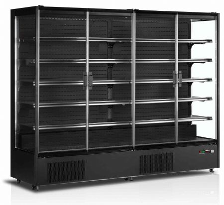 Vitrine murale de supermarché réfrigérée 4 portes vitrées positive Noire - Tefcold - PC2500B