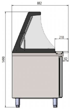 Meuble salade-bar positif avec vitre frontale rabattable pour 15 bacs GN 1/6 - 1495x800x870 mm