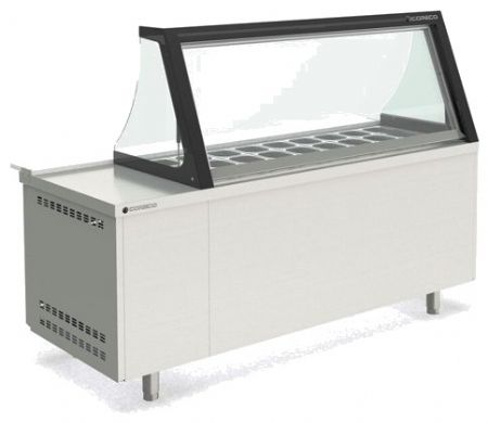 Meuble salade-bar positif avec vitre frontale rabattable pour 27 bacs GN 1/6 - 2020x800x870 mm