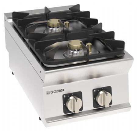 Plaque de cuisson gaz 2 feux vifs 10,5 kW à poser - Tecnoinox - PCH4G7