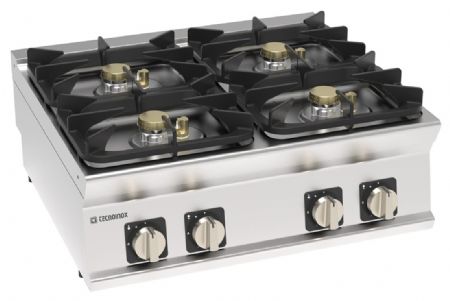 Plaque de cuisson gaz 4 feux vifs 19,5 kW à poser - Tecnoinox - PCH8G7