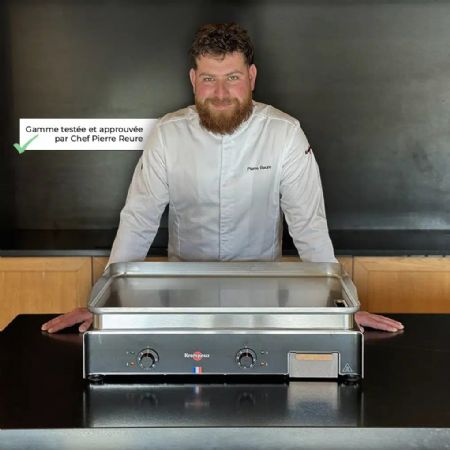 Plancha professionnelle électrique à poser inox lisse 2 zones 44,2 x 64,2 cm profondeur Confort - Krampouz - PCPR2BA-KR