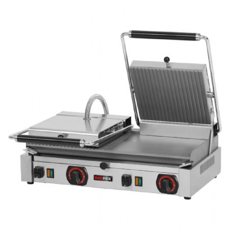 Gril de contact électrique en acier inox combiné alimentation triphasé avec plaque de cuisson