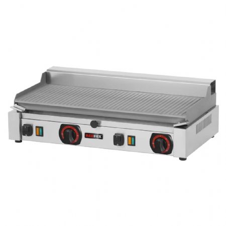 Plaque à snacker électrique en acier inoxydable à poser surface grill rainurée alimentation monophasé