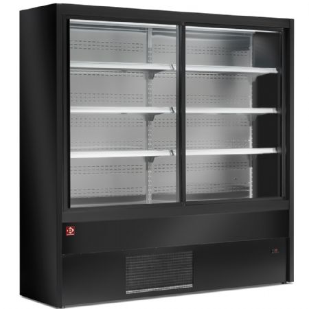Vitrine murale rfrigre noire avec 2 portes coulissantes - 1000 x 570 x 2000 mm