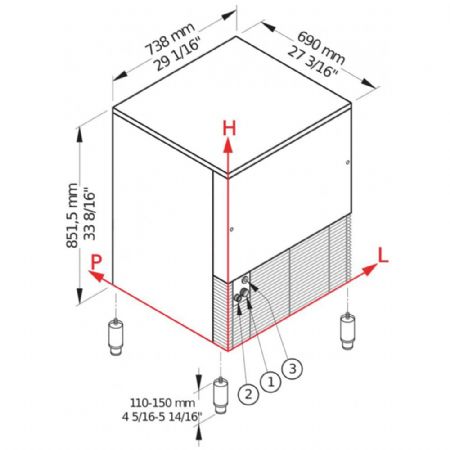 Machine à glaçons pleins à air production 142 kg/24h et stockage 40 kg