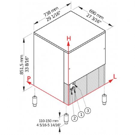 Machine à Glaçons PRO glace PEBBLE ICE 142 kg avec réserve 40 kg - Diamond Promo - PEB140/40A