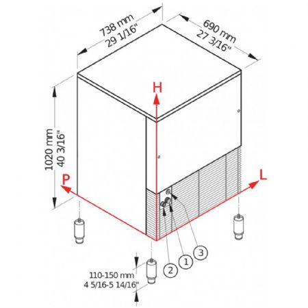 Machine à Glaçons PRO glace PEBBLE ICE 146 kg avec réserve 50 kg - Diamond Promo - PEB150/50A