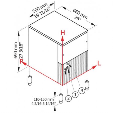 Machine à glaçons pleins à air production de 90 kg/24h avec stockage 20 kg