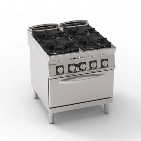Fourneau dessus gaz sur four gaz statique GN2/1 - 4 feux SUPER - Gamme 900 - Modules 400 - PFG8SGG9
