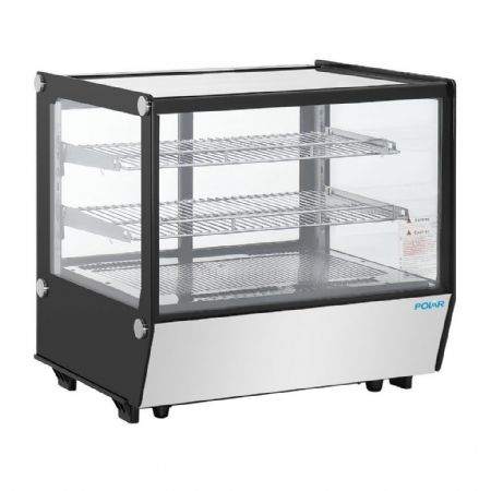 Vitrine comptoir présentation positive 120 L 702 mm noire carrée - Polar - PG003