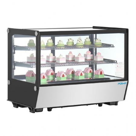 Vitrine comptoir présentation positive 160 L 880 mm noire carrée - Polar - PG004