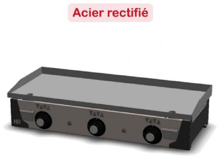 Plancha à gaz en inox avec plaque en acier rectifié - 15mm d'épaisseur - 1000x470x230 mm