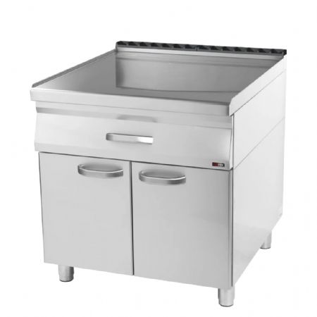 Plan de travail inox équipé d’1 tiroir et doté de 2 bacs GN 1/1