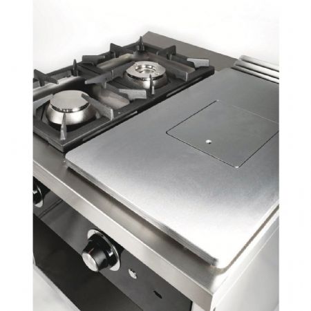 Plaque coup de feu 750 avec plaque chauffante 400 et 2 poêles de table 800x750x345 mm - Hr Fainca - PR2F7508S