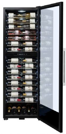 Cave  vins professionnelle double zone 1 porte vitre - 152 bouteilles