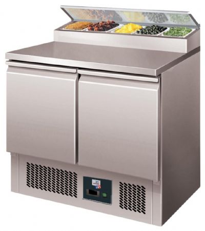 Table réfrigérée à sandwiches inox 2 portes GN 1/1, couvercle inox 5 GN 1/6-150, +2/+8°C - l2g - PS200