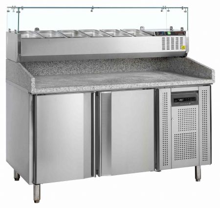 Meuble à pizzas table avec module pour garniture - Tefcold - PT1200 + GVC38-150 Meuble à pizzas table avec module pour garniture - Tefcold - PT1200 + GVC38-150