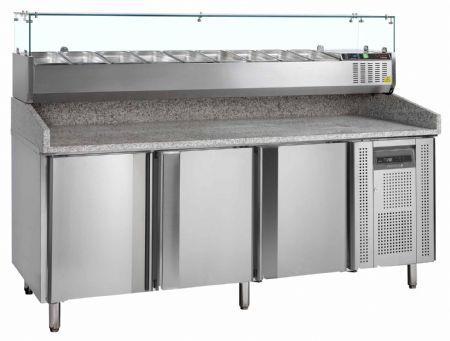 Meuble à pizzas table avec module pour garniture - Tefcold - PT1300 + GVC38-200 Meuble à pizzas table avec module pour garniture - Tefcold - PT1300 + GVC38-200