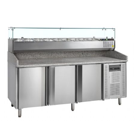 Table pizza 3 portes rfrigre +2C / +10C plan granit - 2045x800x1445 mm