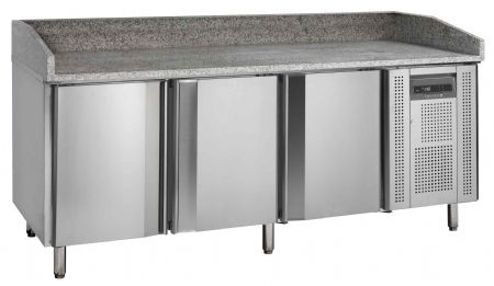 Table à pizza avec dessus granite et 3 portes pleines positif - Tefcold - PT1300