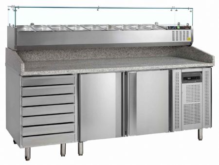 Meuble à pizzas table avec module pour garniture - Tefcold - PT1310 + GVC38-200 Meuble à pizzas table avec module pour garniture - Tefcold - PT1310 + GVC38-200