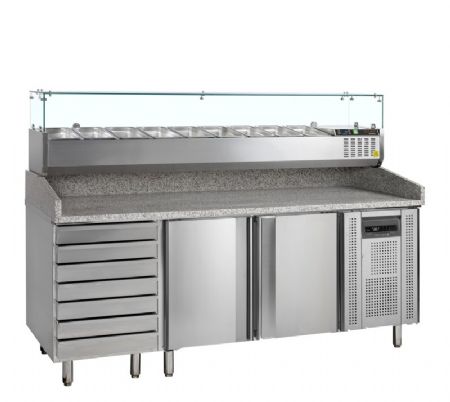 Table  pizza 2 portes plan en granit fermeture auto +2C / +10C