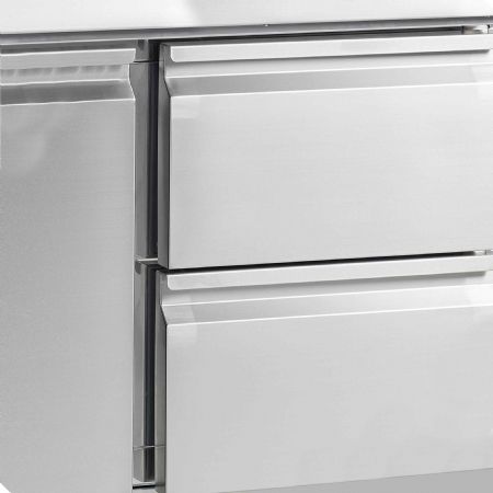Meuble à pizzas comptoir GN1/1 avec plan de travail en granite et 3 portes - Tefcold - PT1365