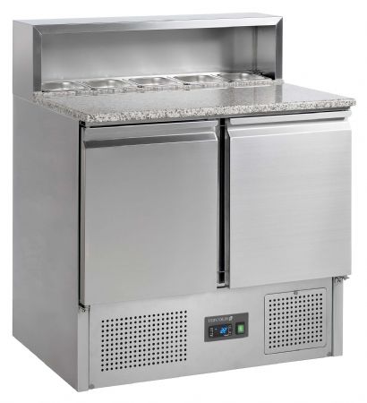 Meuble à pizzas comptoir GN1/1 - 2 portes pleines inox 225 L +2 à +10 °C positif - Tefcold - PT920