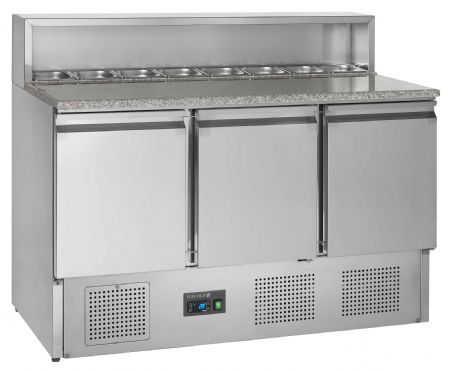 Meuble à pizzas comptoir GN1/1 - 3 portes pleines inox 368 L +2 à +10 °C positif - Tefcold - PT930