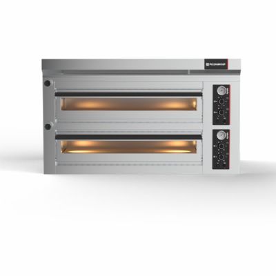 Four à pizza électrique 2 chambres sole réfractaire pour 8 pizzas diamètre 30-34 cm Four à pizza électrique 2 chambres sole réfractaire pour 8 pizzas diamètre 30-34 cm