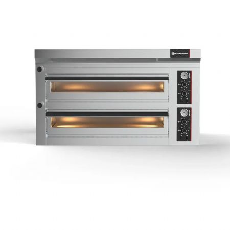 Four a pizza professionnel électrique commande mécanique 2 chambres 4 pizza diamètre 30 à 34 cm