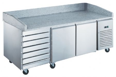 Meuble à pizzas professionnel dessus inox 2 portes 7 tiroirs neutres positif - Furnotel - PZ2611X